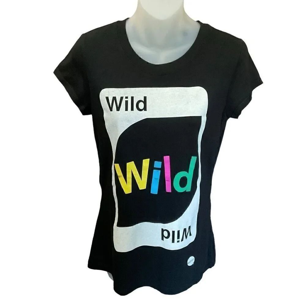 UNO Tee Shirt Wild Card Graphic Crew Neck Black Multicolor Junior Size Large - Picture 1 of 8